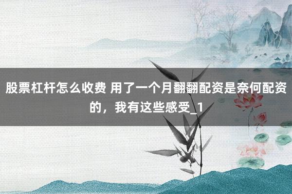 股票杠杆怎么收费 用了一个月翻翻配资是奈何配资的，我有这些感受_1