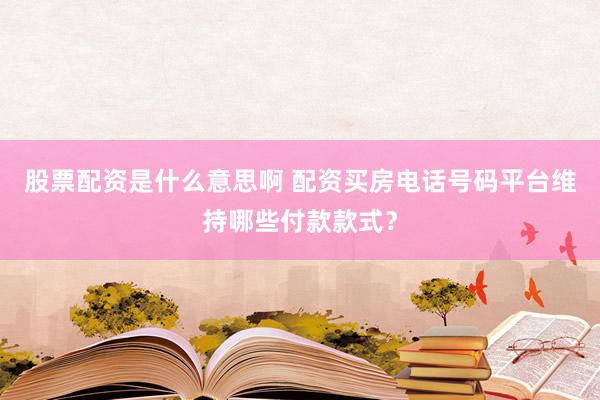 股票配资是什么意思啊 配资买房电话号码平台维持哪些付款款式？