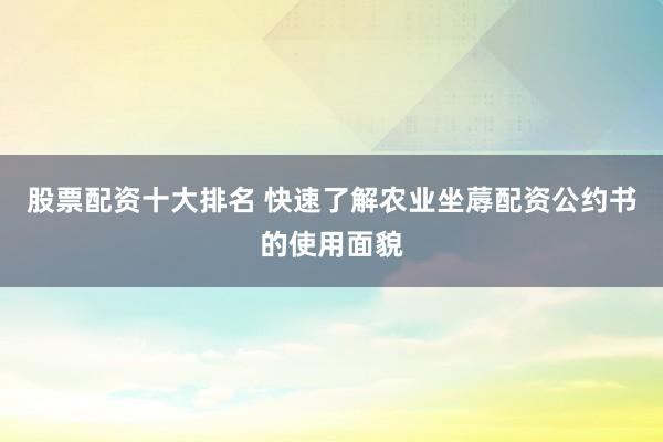 股票配资十大排名 快速了解农业坐蓐配资公约书的使用面貌