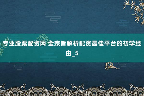 专业股票配资网 全宗旨解析配资最佳平台的初学经由_5