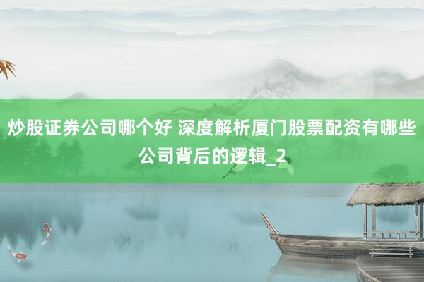 炒股证券公司哪个好 深度解析厦门股票配资有哪些公司背后的逻辑_2