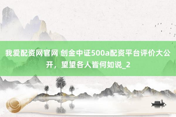 我爱配资网官网 创金中证500a配资平台评价大公开，望望各人皆何如说_2