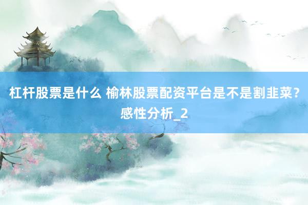 杠杆股票是什么 榆林股票配资平台是不是割韭菜？感性分析_2
